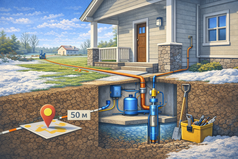 Скважина на воду внутри гаража