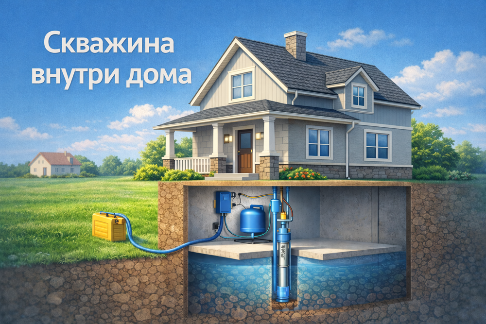 Скважина внутри частного дома